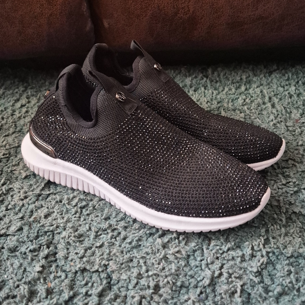 Nine West Black and Silver Slip-On Sneakers 6M
